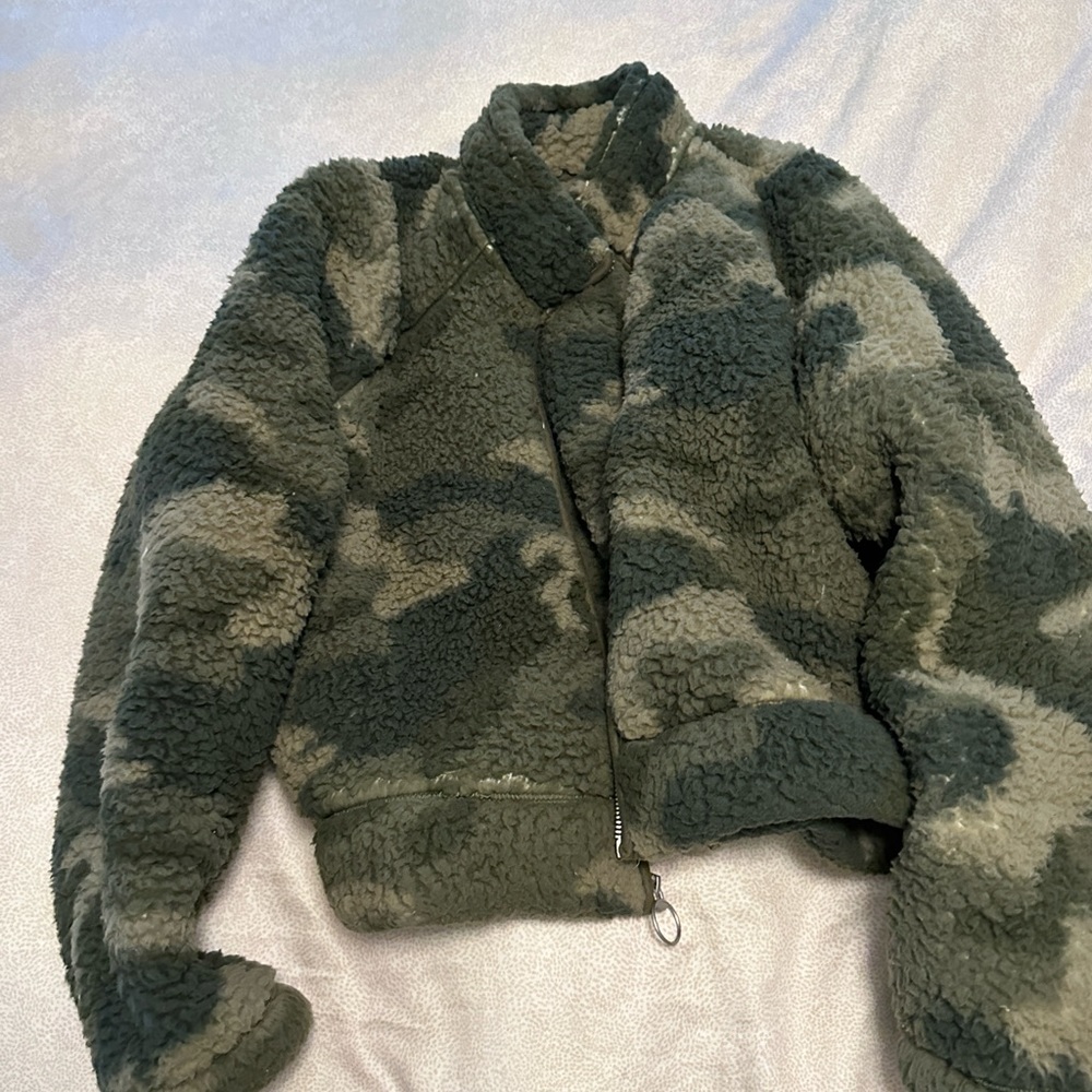 Green Tye Dye Fuzzy Zip Up